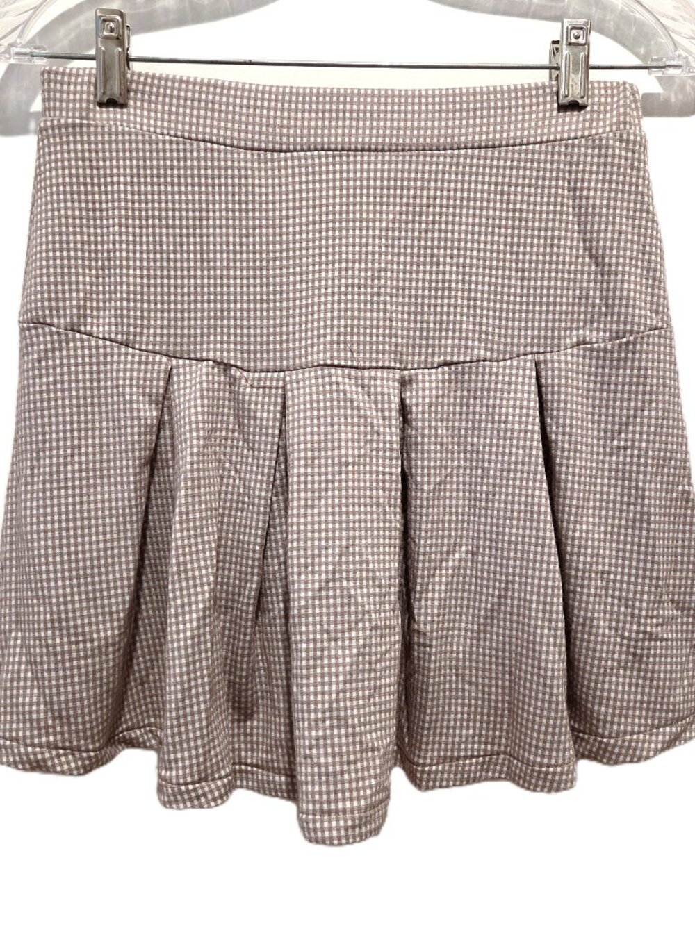 Urban Romantics Short Skirt Brown White Gingham Check Mini Rayon Spandex Small